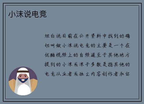 小沫说电竞